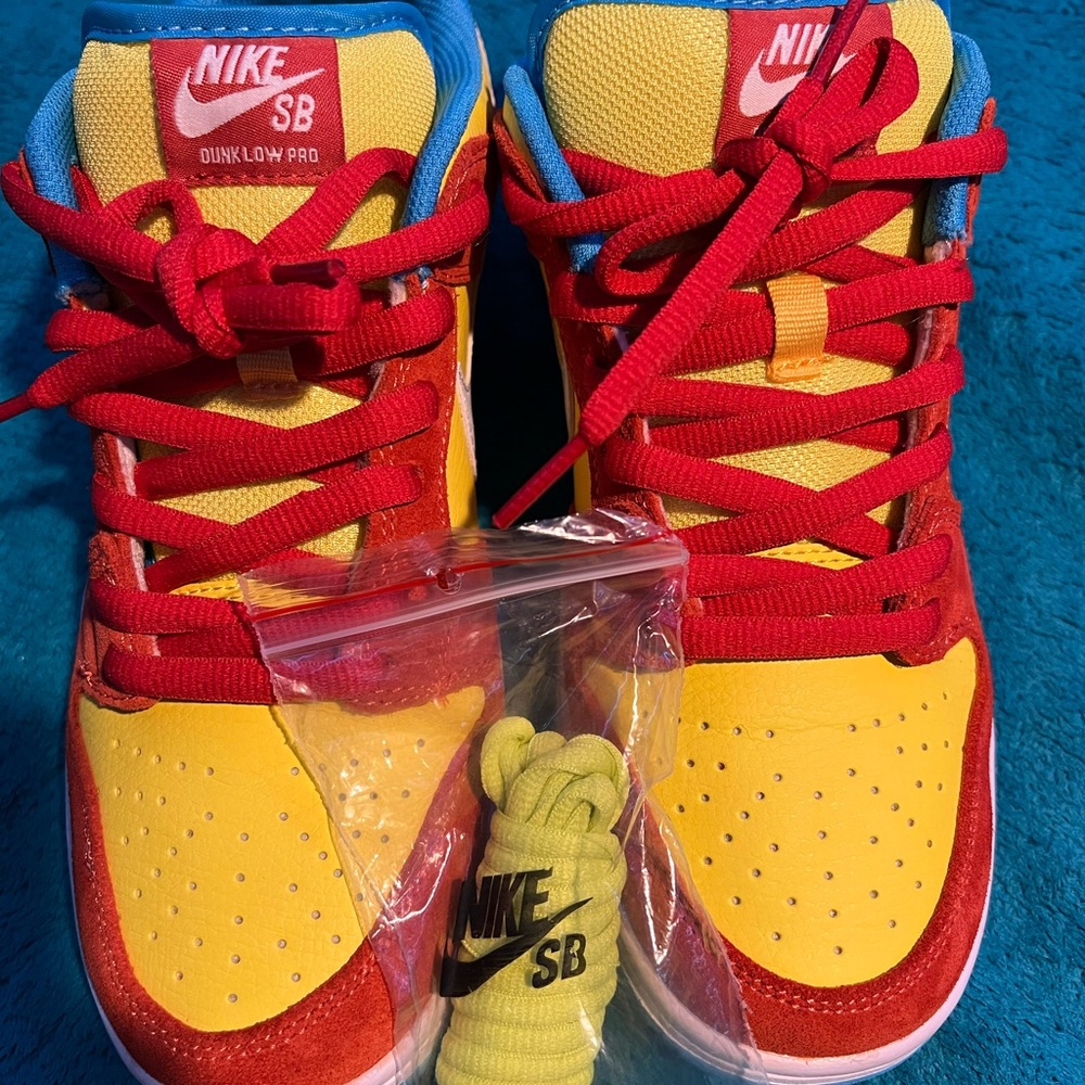 Men's Nike SB Dunk Low Pro "Bart Simpson" Habanero Rd/Wht-Blue Hero (BQ6817 602)